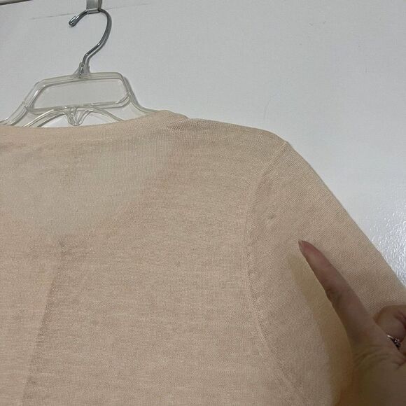 EILEEN FISHER short sleeve peach orange linen blend lightweight cardigan Large - Picture 6 of 7